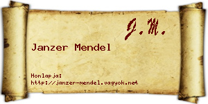 Janzer Mendel névjegykártya